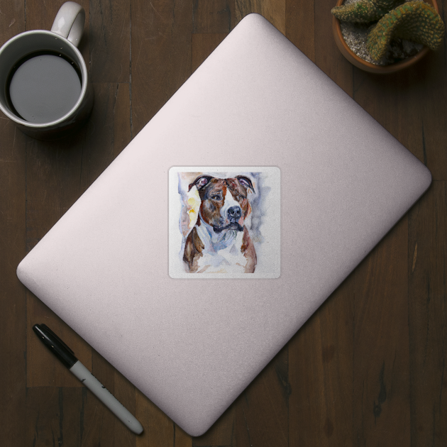 American Staffordshire Terrier Watercolor - Dog Lover Gifts by Edd Paint Something